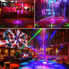 Load image into Gallery viewer, USB Rechargeable Stage Party Laser Projector Lamp Disco Voice Controlled Red Green DJ Strobe Lights Club Family Holiday Christmas Lights Projector
