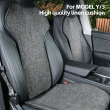 Load image into Gallery viewer, Car Flax Seat Pad Cover Comfortable Non-slip Breathable Front Rear Seatback Cushion For Tesla Model 3 Model Y
