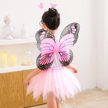 Load image into Gallery viewer, 3/4pcs Kids Butterfly Wings Set Girls Butterfly Dress Headband Wand Halloween Party Costume Children Fairy Props Christmas Photography Clothes Props
