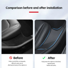 Load image into Gallery viewer, 2Pcs Leather Car Rear Door Sill Protector Scuff Plate Cover Door Inner Sill Cover Decal Sticker For Tesla Model Y 2021 2022
