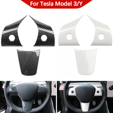 Load image into Gallery viewer, 3Pcs Car Steering Wheel Cover Trim ABS Sticker Patch Modified Decoration for Tesla Model 3 Model Y Interior Accessories
