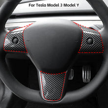 Load image into Gallery viewer, 3Pcs Car Steering Wheel Cover Trim ABS Sticker Patch Modified Decoration for Tesla Model 3 Model Y Interior Accessories
