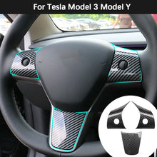 Load image into Gallery viewer, 3Pcs Car Steering Wheel Cover Trim ABS Sticker Patch Modified Decoration for Tesla Model 3 Model Y Interior Accessories
