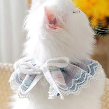 Load image into Gallery viewer, Pet Bib Pink Plaid Ribbon Dog Bowtie Organza Cotton Scarf Gauze Dog Necklace Bibs Cat Kitten Accessories
