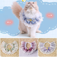 Load image into Gallery viewer, Pet Bib Pink Plaid Ribbon Dog Bowtie Organza Cotton Scarf Gauze Dog Necklace Bibs Cat Kitten Accessories
