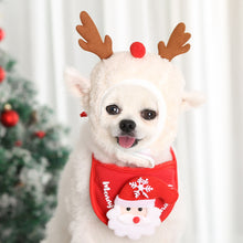 Load image into Gallery viewer, Christmas Pet Cat Dog Hat Santa Antler Puppy Xmas Holiday Costume Caps Bibs Christmas Pet Winter Clothing Party Photo Props
