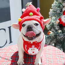 Load image into Gallery viewer, Christmas Pet Cat Dog Hat Santa Antler Puppy Xmas Holiday Costume Caps Bibs Christmas Pet Winter Clothing Party Photo Props
