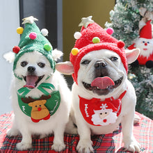 Load image into Gallery viewer, Christmas Pet Cat Dog Hat Santa Antler Puppy Xmas Holiday Costume Caps Bibs Christmas Pet Winter Clothing Party Photo Props
