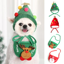 Load image into Gallery viewer, Christmas Pet Cat Dog Hat Santa Antler Puppy Xmas Holiday Costume Caps Bibs Christmas Pet Winter Clothing Party Photo Props
