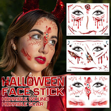 Load image into Gallery viewer, Halloween Tattoo Stickers Simulation Knife Horror Bloody Facial Makeup Waterproof Halloween Facial Tattoo Stickers

