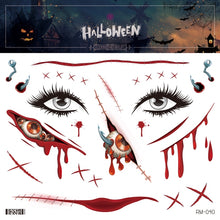 Load image into Gallery viewer, Halloween Tattoo Stickers Simulation Knife Horror Bloody Facial Makeup Waterproof Halloween Facial Tattoo Stickers
