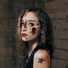 Load image into Gallery viewer, Halloween Tattoo Stickers Simulation Knife Horror Bloody Facial Makeup Waterproof Halloween Facial Tattoo Stickers

