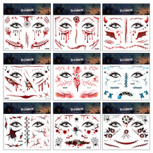 Load image into Gallery viewer, Halloween Tattoo Stickers Simulation Knife Horror Bloody Facial Makeup Waterproof Halloween Facial Tattoo Stickers
