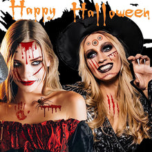 Load image into Gallery viewer, Waterproof Halloween Tattoo Stickers Simulation Spider Blood Facial Makeup Halloween Fashion Facial Tattoo Stickers
