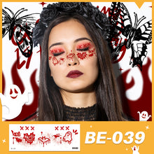 Load image into Gallery viewer, Waterproof Halloween Tattoo Stickers Simulation Spider Blood Facial Makeup Halloween Fashion Facial Tattoo Stickers
