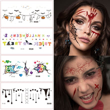 Load image into Gallery viewer, Waterproof Halloween Tattoo Stickers Simulation Spider Blood Facial Makeup Halloween Fashion Facial Tattoo Stickers
