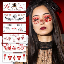 Load image into Gallery viewer, Waterproof Halloween Tattoo Stickers Simulation Spider Blood Facial Makeup Halloween Fashion Facial Tattoo Stickers
