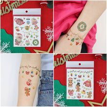 Load image into Gallery viewer, Waterproof Children's Glitter Powder Tattoo Sticker Cartoon Merry Christmas Tattoo Sticker Fashion Festival Face Tattoo Stickers

