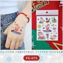 Load image into Gallery viewer, Waterproof Children's Glitter Powder Tattoo Sticker Cartoon Merry Christmas Tattoo Sticker Fashion Festival Face Tattoo Stickers
