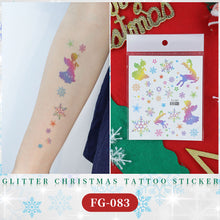 Load image into Gallery viewer, Waterproof Children's Glitter Powder Tattoo Sticker Cartoon Merry Christmas Tattoo Sticker Fashion Festival Face Tattoo Stickers
