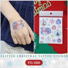 Load image into Gallery viewer, Waterproof Children's Glitter Powder Tattoo Sticker Cartoon Merry Christmas Tattoo Sticker Fashion Festival Face Tattoo Stickers
