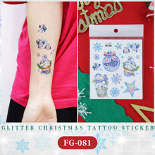 Load image into Gallery viewer, Waterproof Children's Glitter Powder Tattoo Sticker Cartoon Merry Christmas Tattoo Sticker Fashion Festival Face Tattoo Stickers
