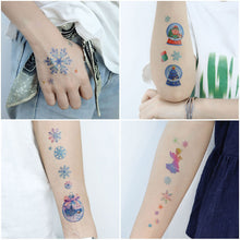 Load image into Gallery viewer, Waterproof Children's Glitter Powder Tattoo Sticker Cartoon Merry Christmas Tattoo Sticker Fashion Festival Face Tattoo Stickers
