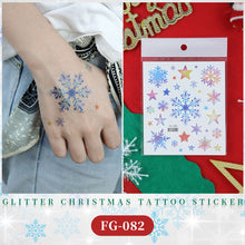 Load image into Gallery viewer, Waterproof Children's Glitter Powder Tattoo Sticker Cartoon Merry Christmas Tattoo Sticker Fashion Festival Face Tattoo Stickers
