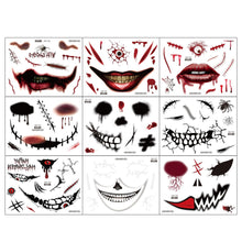 Load image into Gallery viewer, Waterproof Halloween Tattoo Stickers Simulation Spider Blood Facial Makeup Halloween Fashion Facial Tattoo Stickers
