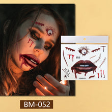 Load image into Gallery viewer, Waterproof Halloween Tattoo Stickers Simulation Spider Blood Facial Makeup Halloween Fashion Facial Tattoo Stickers
