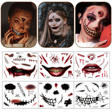 Load image into Gallery viewer, Waterproof Halloween Tattoo Stickers Simulation Spider Blood Facial Makeup Halloween Fashion Facial Tattoo Stickers
