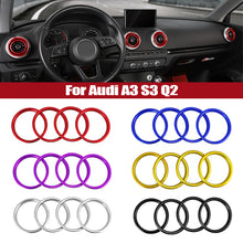 Load image into Gallery viewer, 4Pcs Car Decal Instruments Air Outlet Cover Decoration Ring Stickers for Audi A3 S3 Q2 Auto Interior Aluminum Alloy Accessories
