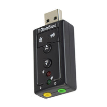 Load image into Gallery viewer, Virtual 7.1 Channel Sound Card External USB 2.0 Audio Mic Speaker Adapter Microphone Stereo 3.5mm Jack Headset Sound Card

