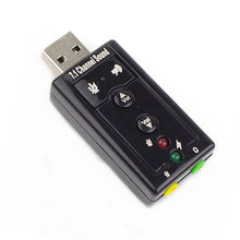 Load image into Gallery viewer, Virtual 7.1 Channel Sound Card External USB 2.0 Audio Mic Speaker Adapter Microphone Stereo 3.5mm Jack Headset Sound Card
