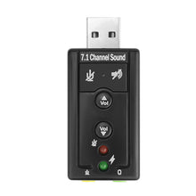 Load image into Gallery viewer, Virtual 7.1 Channel Sound Card External USB 2.0 Audio Mic Speaker Adapter Microphone Stereo 3.5mm Jack Headset Sound Card
