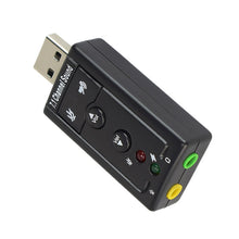 Load image into Gallery viewer, Virtual 7.1 Channel Sound Card External USB 2.0 Audio Mic Speaker Adapter Microphone Stereo 3.5mm Jack Headset Sound Card
