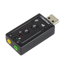 Load image into Gallery viewer, Virtual 7.1 Channel Sound Card External USB 2.0 Audio Mic Speaker Adapter Microphone Stereo 3.5mm Jack Headset Sound Card
