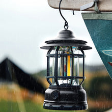 Load image into Gallery viewer, Bluetooth Audio Camping Lamp Outdoor Multi-Functional Waterproof Rechargeable Picnic Light Tent Retro Portable Atmosphere Lamp
