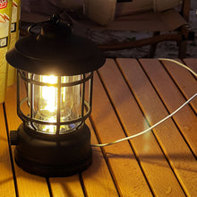 Load image into Gallery viewer, Bluetooth Audio Camping Lamp Outdoor Multi-Functional Waterproof Rechargeable Picnic Light Tent Retro Portable Atmosphere Lamp

