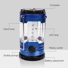 Load image into Gallery viewer, 12LED Outdoor Camping Hand Light Portable Dry Battery 3 Adjustment Atmosphere Camping Light With Compass Super Bright Home Emergency Lamp Long Life
