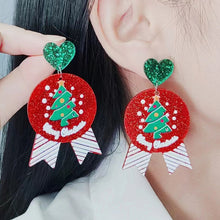 Load image into Gallery viewer, Fashion Winter Christmas Circle Round Heart Eardrop Deer Elk Creative Pendant Earrings Star Xmas Earrings Jewelry for Women
