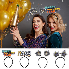 Load image into Gallery viewer, 2024 Happy New Year Headband Girl New Year Party Decorations Photography Props Party Hair Band Headwear Hair Accessories
