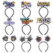 Load image into Gallery viewer, 2024 Happy New Year Headband Girl New Year Party Decorations Photography Props Party Hair Band Headwear Hair Accessories

