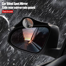 Load image into Gallery viewer, 2Pcs 360 Rotatable Car Blind Spot Mirror and Rain Eyebrow Auto Parking Safety Auxiliary Mirror Accessories
