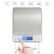 Load image into Gallery viewer, Digital Kitchen Scale 3kg/0.1g Mini Jewelry Scale Food Scales Digital Weight Gram and Oz Digital Gram Scale with LCD/ Tare
