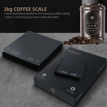 Load image into Gallery viewer, Digital Coffee Scale with Timer LED Screen Espresso USB 3kg/ 0.1g High Precision Measures in Oz/ml/g Kitchen Scale
