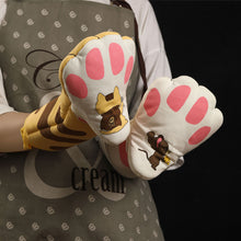 Load image into Gallery viewer, Cute Cartoon Cat Paws Oven Mitts Cat Claw Cotton Baking Insulation Gloves Microwave Heat Resistant Anti-scald Non-slip Glove
