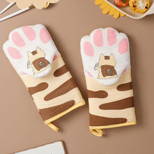 Load image into Gallery viewer, Cute Cartoon Cat Paws Oven Mitts Cat Claw Cotton Baking Insulation Gloves Microwave Heat Resistant Anti-scald Non-slip Glove
