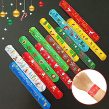 Load image into Gallery viewer, 5/10pcs Christmas Slap Bracelet Cartoon Santa Elk Snowflakes Wrist Strap Kid Friendship Couples Bracelets New Year Party Decoration
