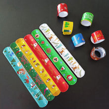 Load image into Gallery viewer, 5/10pcs Christmas Slap Bracelet Cartoon Santa Elk Snowflakes Wrist Strap Kid Friendship Couples Bracelets New Year Party Decoration
